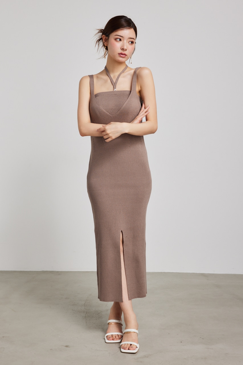 rienda | ベアSETサスペンダーKnit OP (ワンピース(ミニ・ミディアム