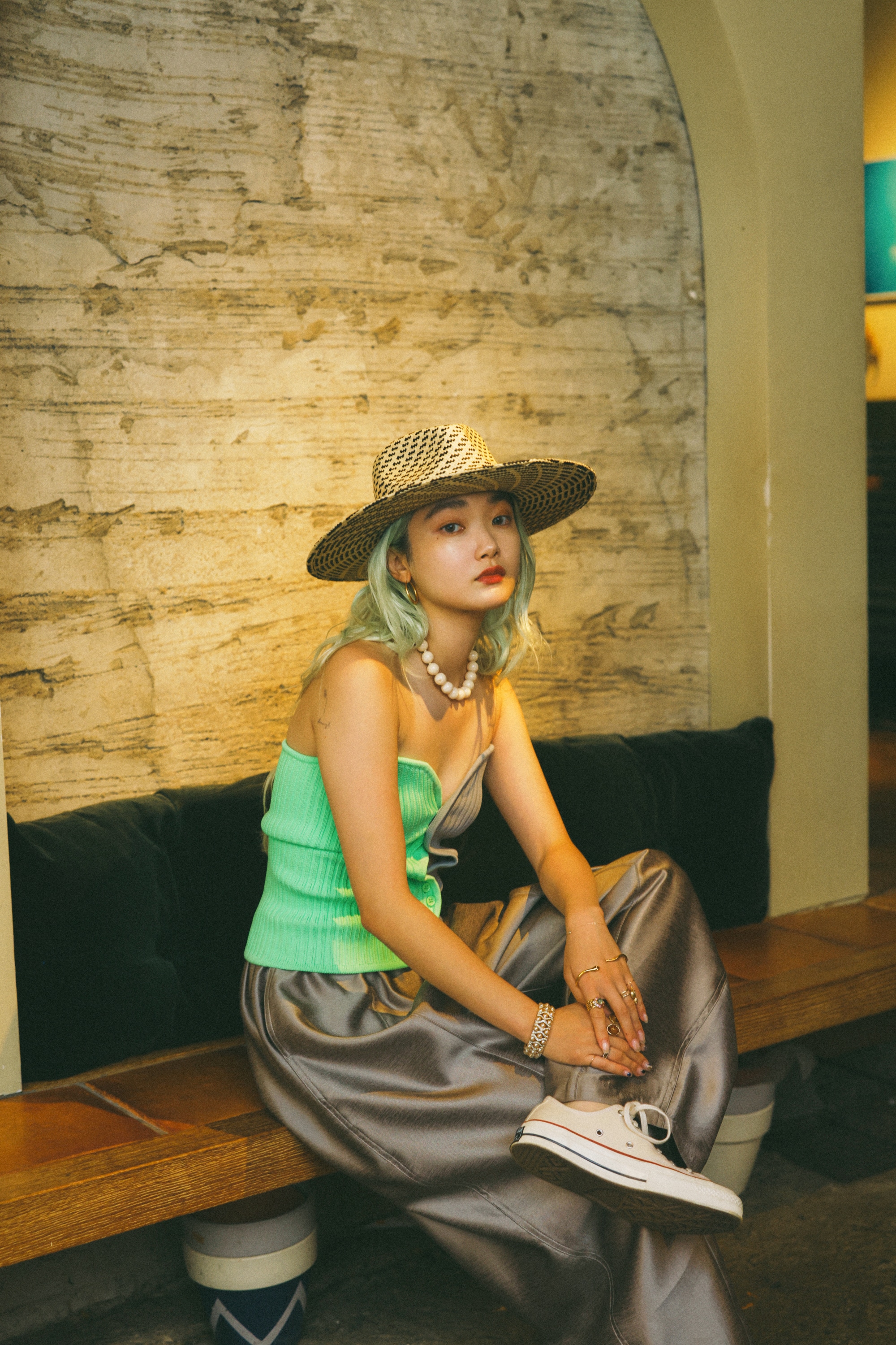 HeRIN.CYE | mio yanase / Wave knit bustier (ベアトップ ) |SHEL