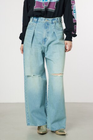 RODEO CROWNS WIDE BOWL | タックワイドクラッシュデニムパンツ