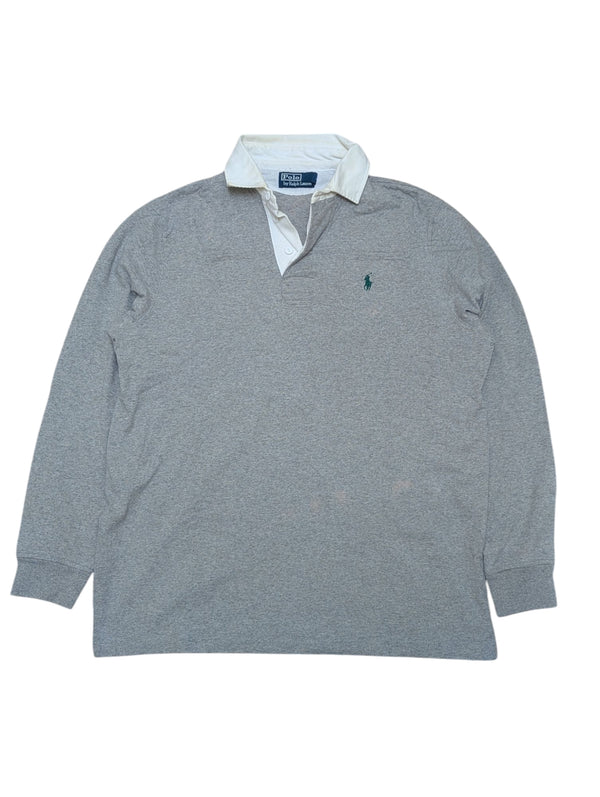 Polo Ralph Lauren Vintage Rugby Shirt M Gym Grey Full Fit