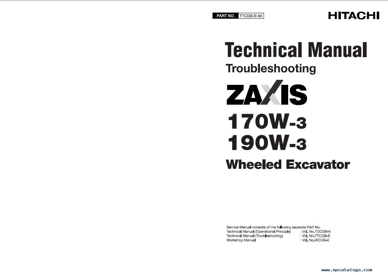 Hitachi ZX170W-3 & ZX190W-3 Wheeled Excavators PDF
