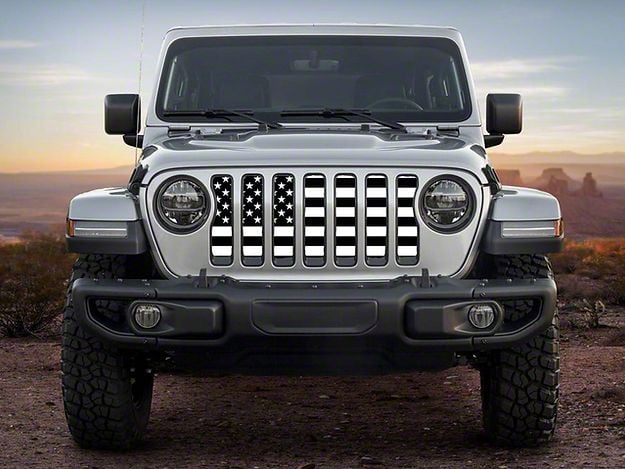 ZKD Customs Jeep Gladiator Grille Insert; Black and White American