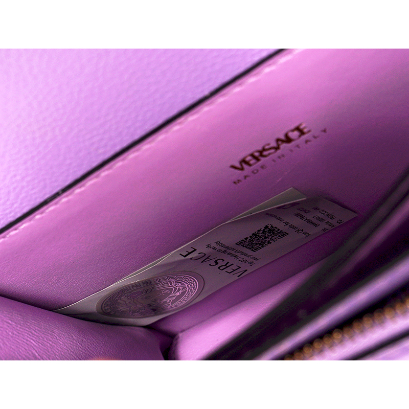 NEW $1550 VERSACE Lilac Purple Leather LA MEDUSA LOGO Crossbody