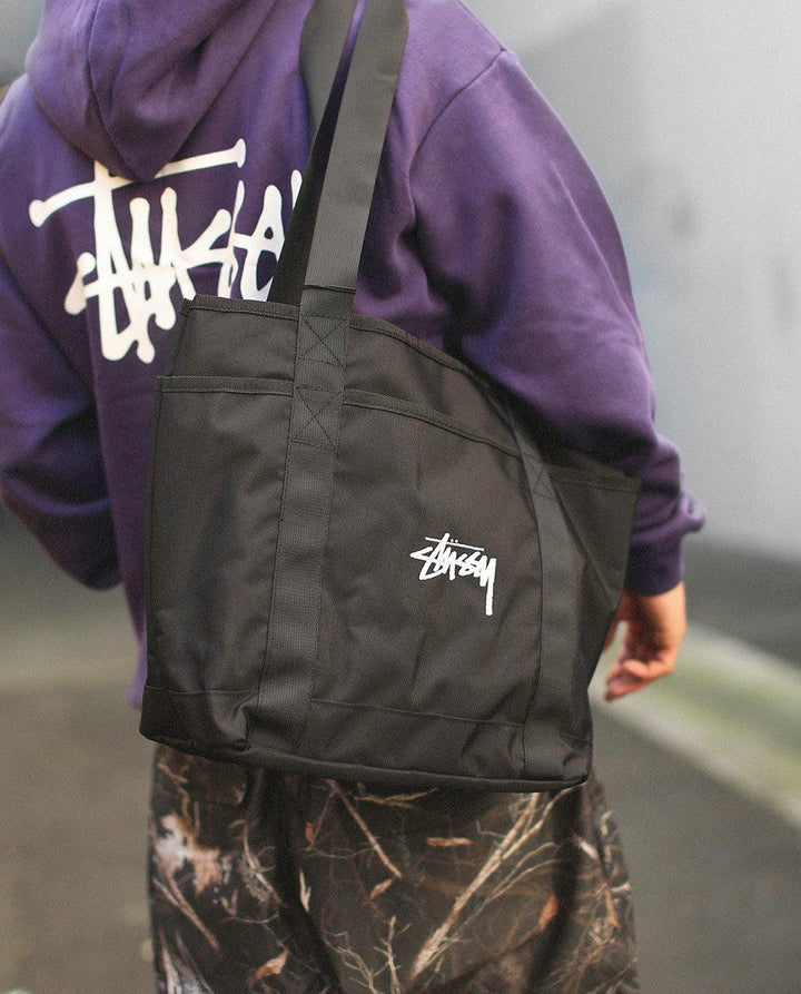Stussy Stock Tote Bag in Black | FallenFront | Afterpay