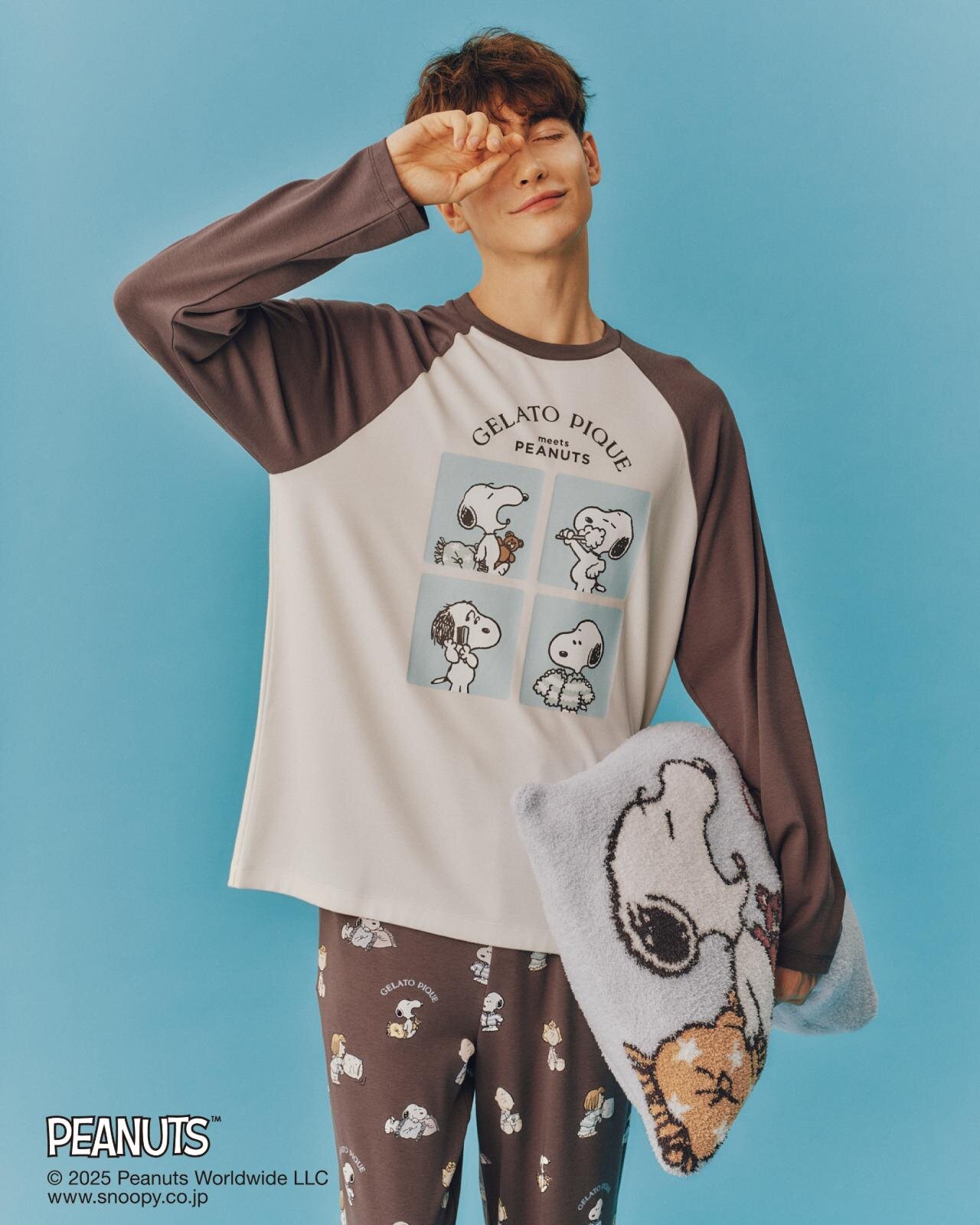 ジェラート ピケ「ピーナッツ」ルームウェア、“おやすみ前”スヌーピー