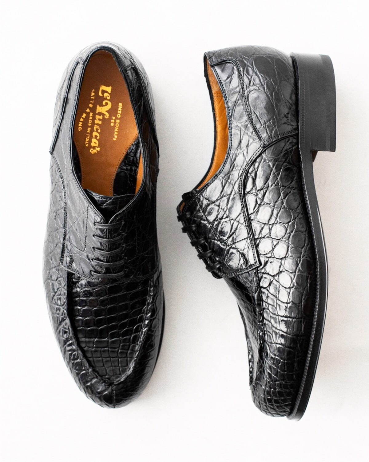 レユッカス“洗練フォルム”のUチップシューズ、リザードなど高級レザー