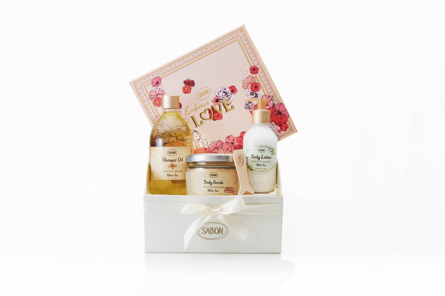 SABONのバレンタインコフレ「ホワイトティー」香るスクラブやソープを