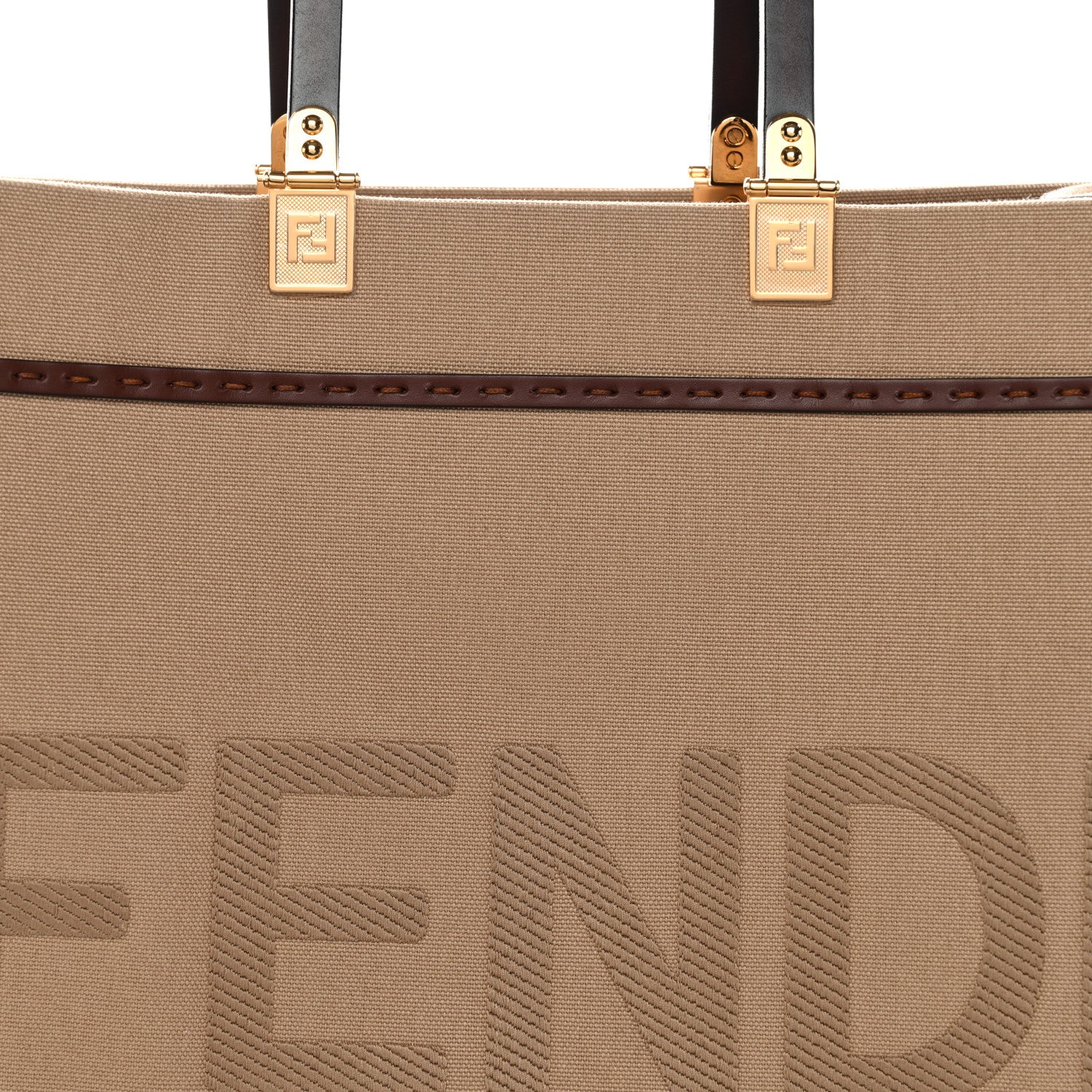 Fendi Canvas Vitello King Logo Embroidered Medium Fendi Sunshine