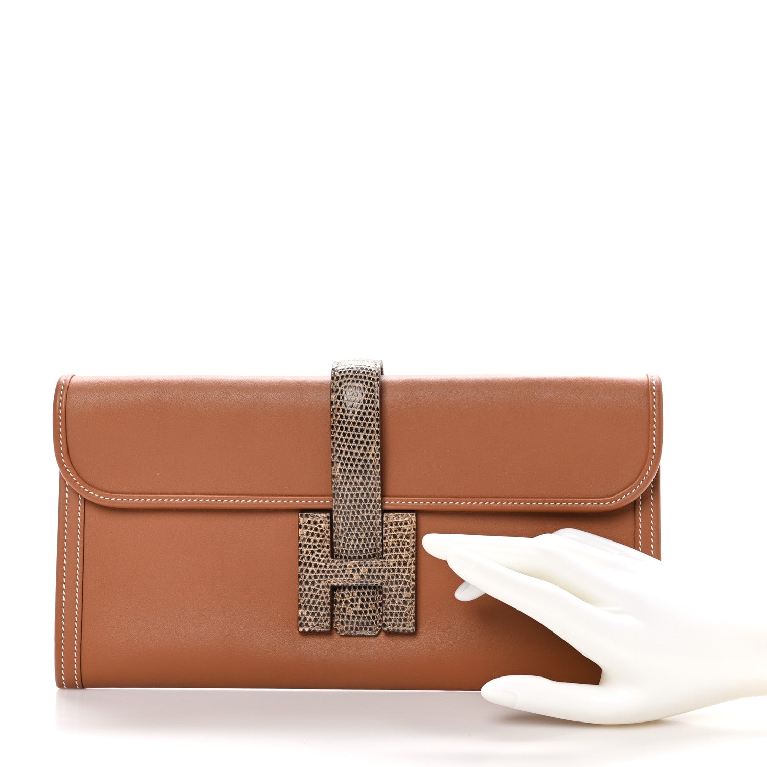 Hermes Swift Lizard Jige Elan Touch 29 Clutch Gold Ombre 1562727