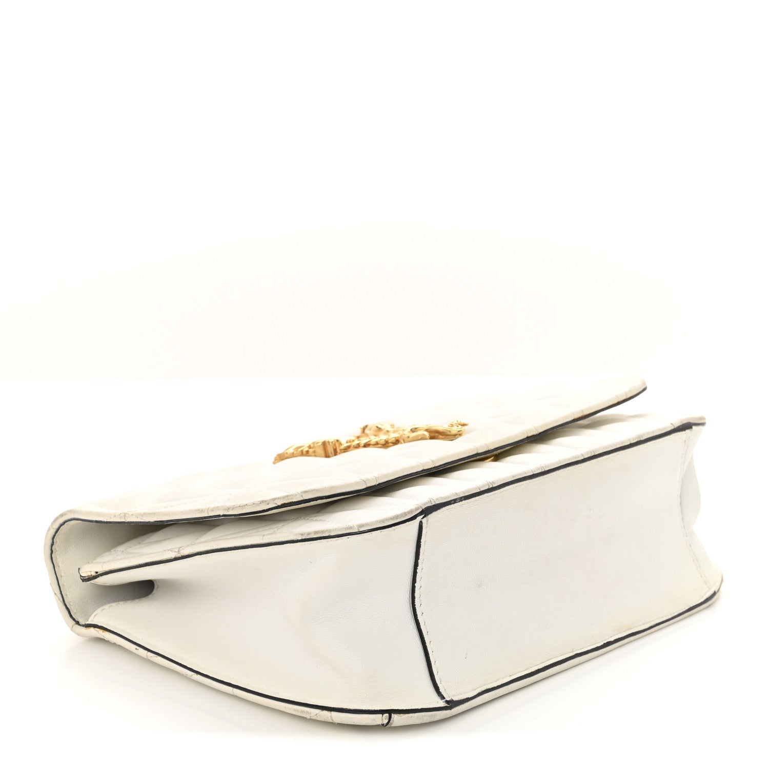 Versace Nappa Quilted Virtus Top Handle Shoulder Bag White 1738275