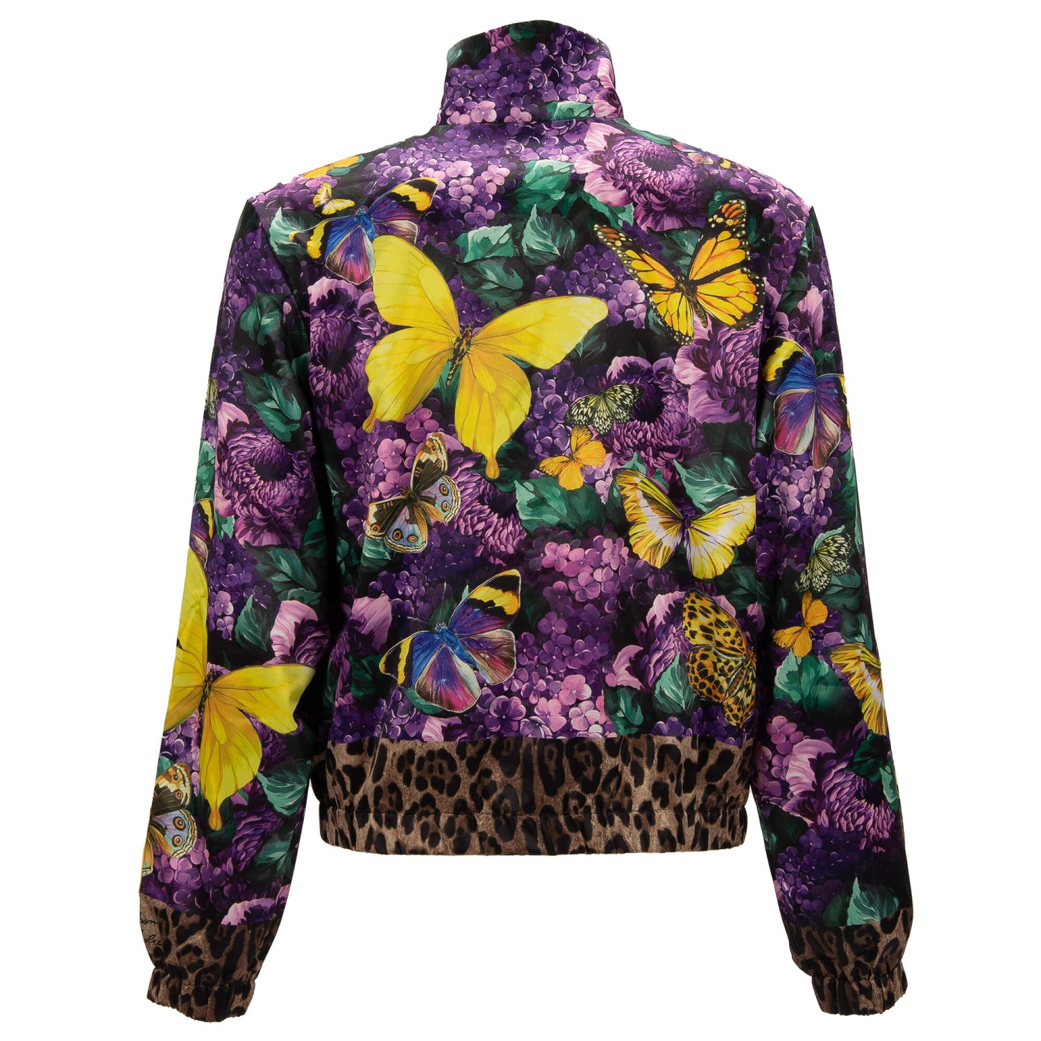 DOLCE & GABBANA x DJ KHALED Butterfly Leopard Satin Jacket Purple