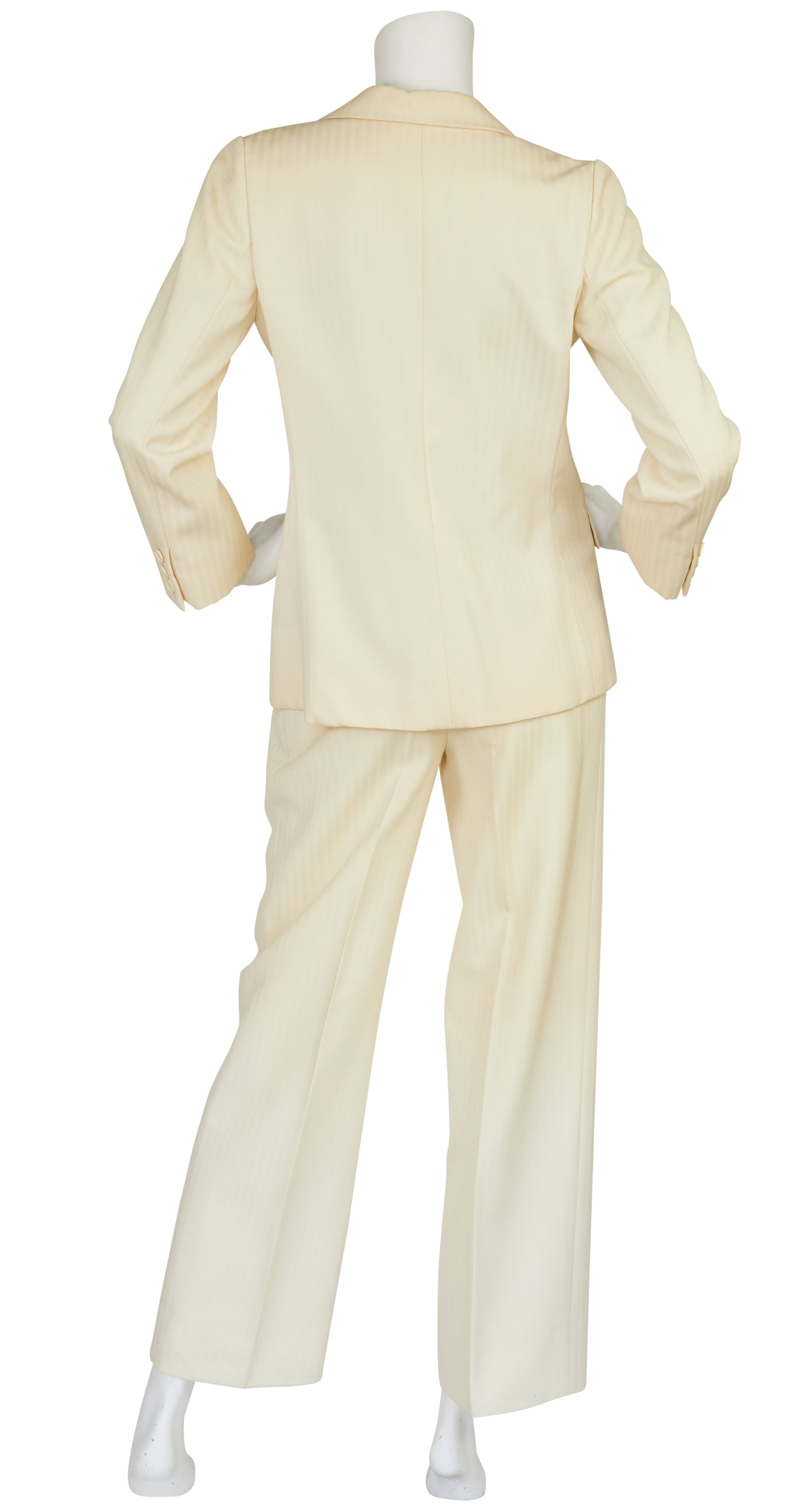 Christian Dior Haute Couture 1970s Numbered Cream Wool Pant Suit
