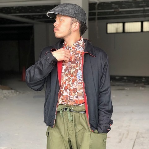 50年代 ギャバジャケ 赤 黒 ブラック ロカビリー｜ ビンテージ古着屋