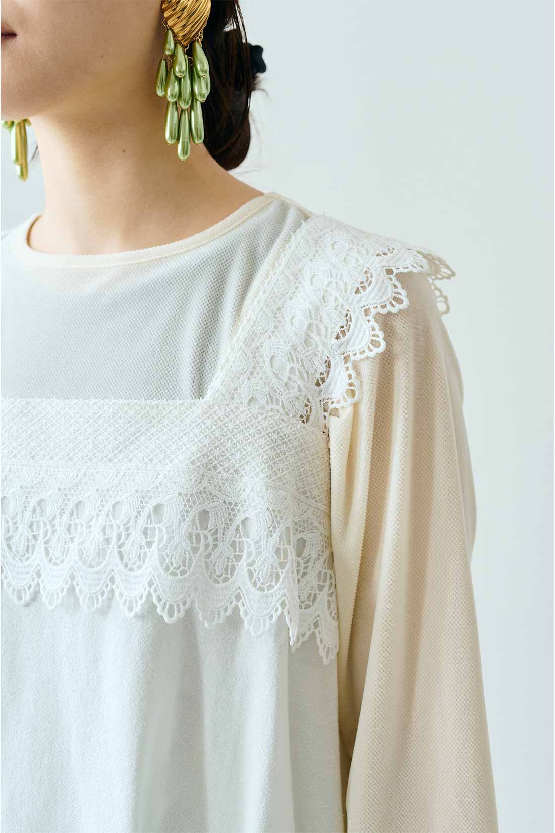 MEDE19F Boutique888さんコラボ レース遣いワンピース〈オフホワイト