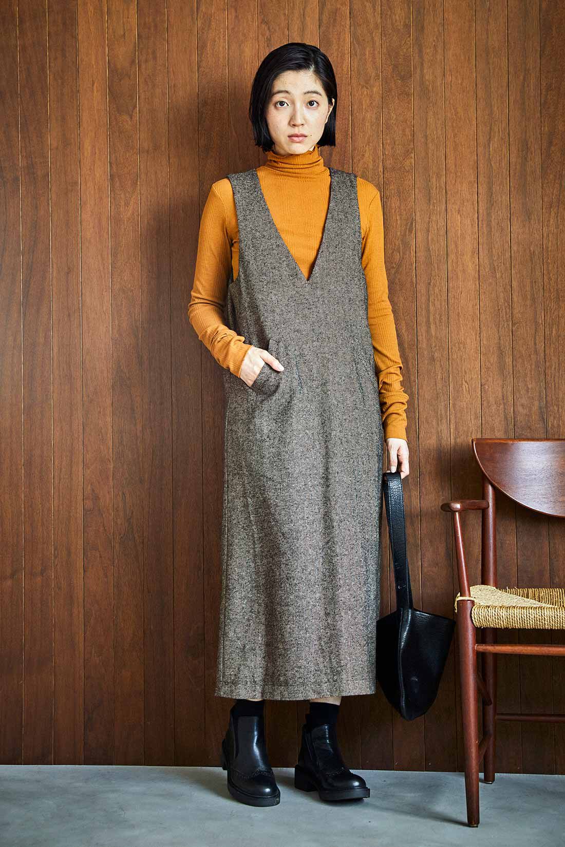 THREE FIFTY STANDARD ヘリンボーン素材のジャンパースカート