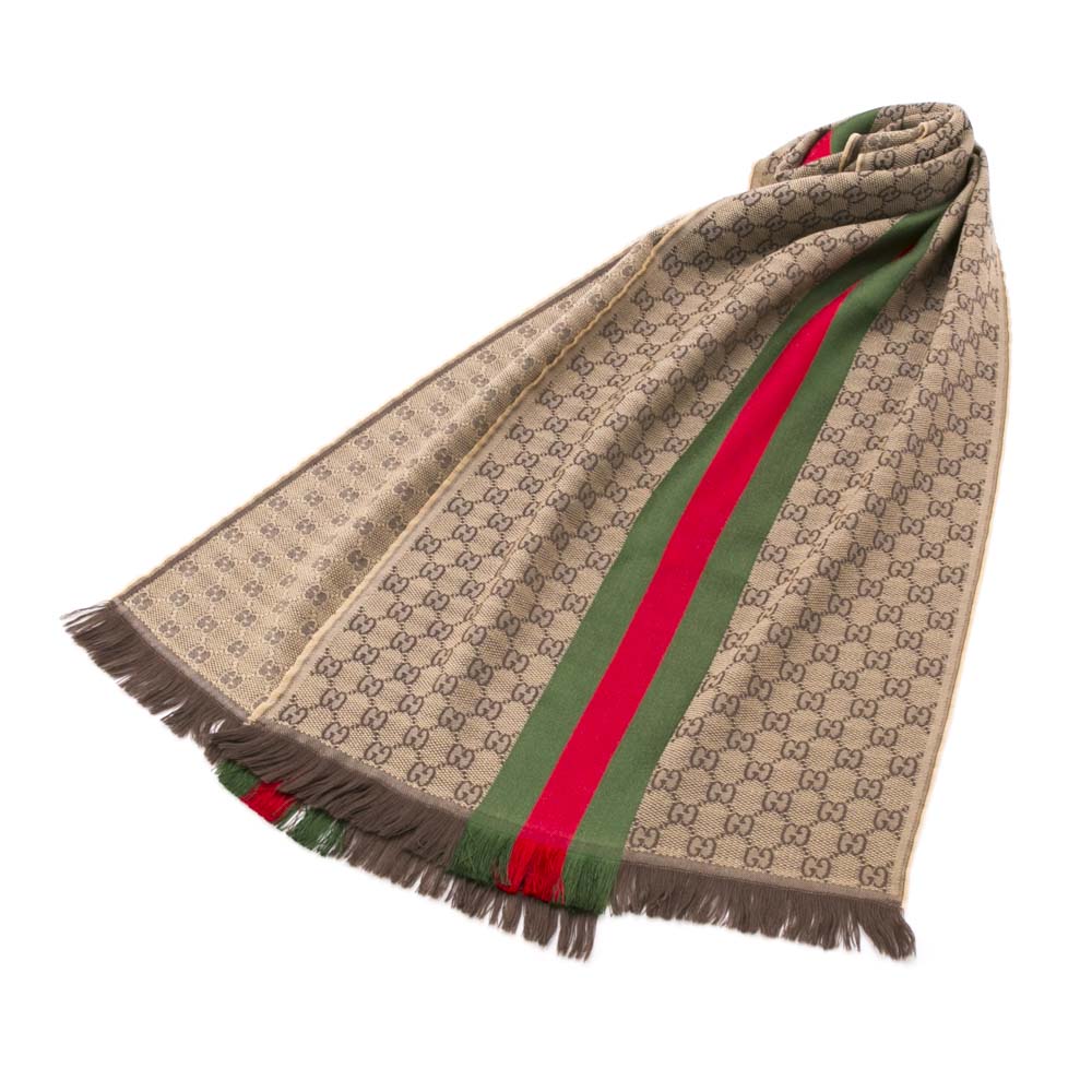 グッチ GUCCI マフラー 定番GG柄センターリボンウール 147351/4G704