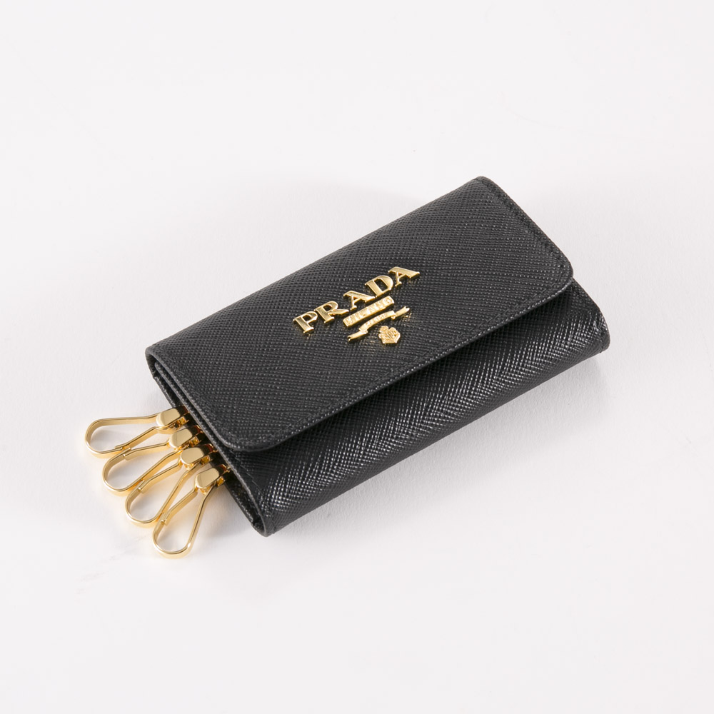 プラダ PRADA キーケース SAFFIANO MULTICOLOR 4連 KR付/NERO+IBISCO