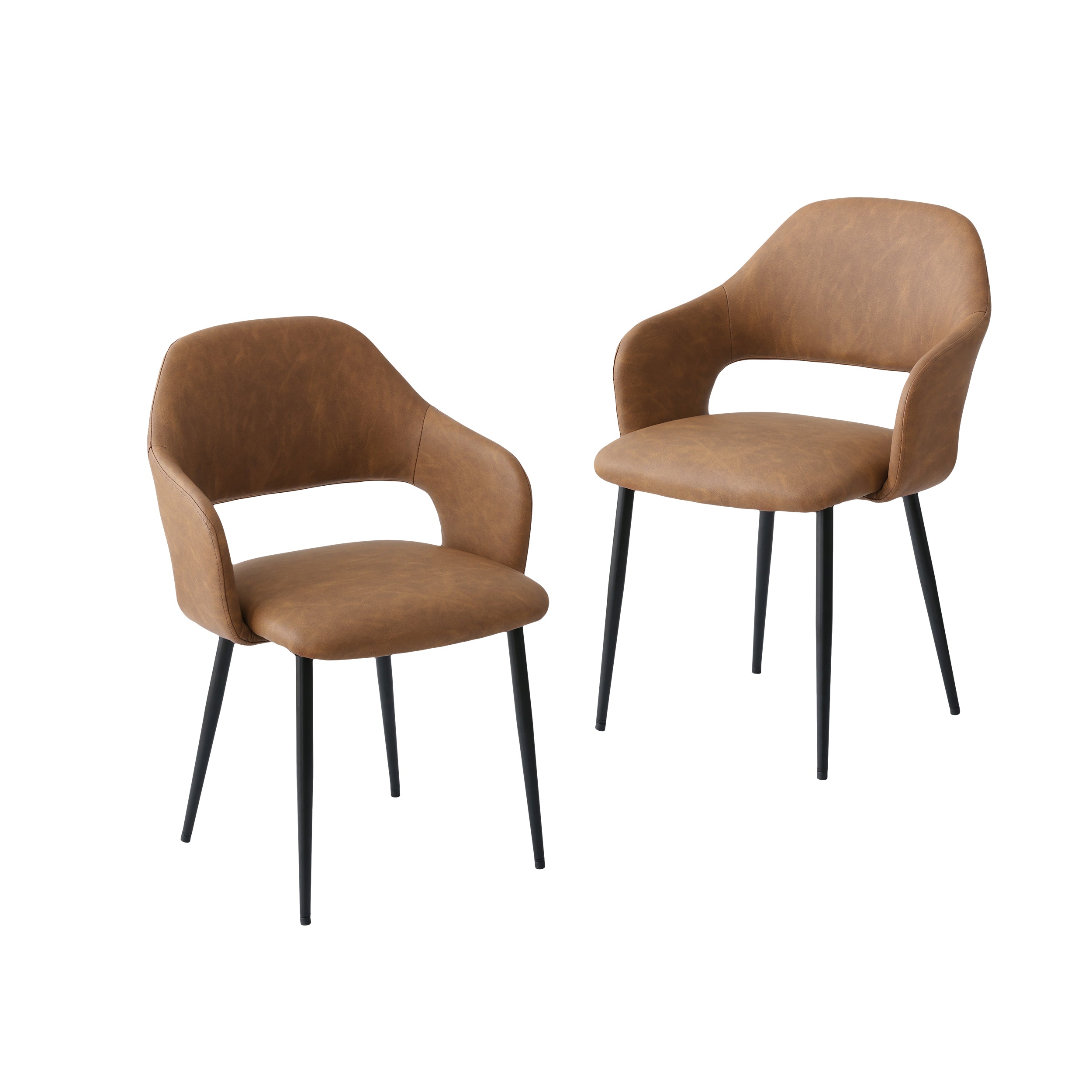 あす着]ダイニングチェア 曲線 カーブ PUレザー スチール フェイク