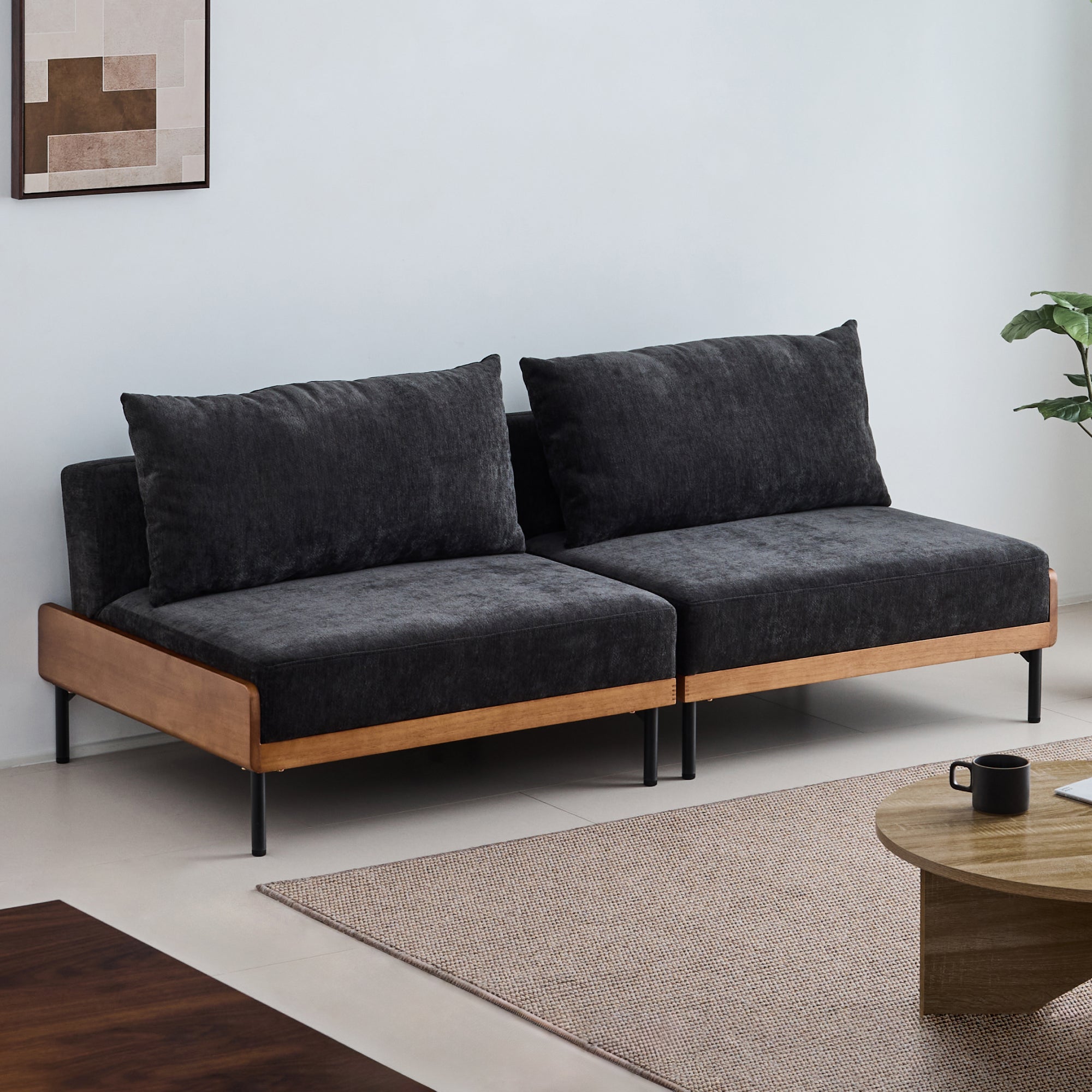 あす着] ソファ 幅178cm 2人掛け ソファベッド 6段階 天然木