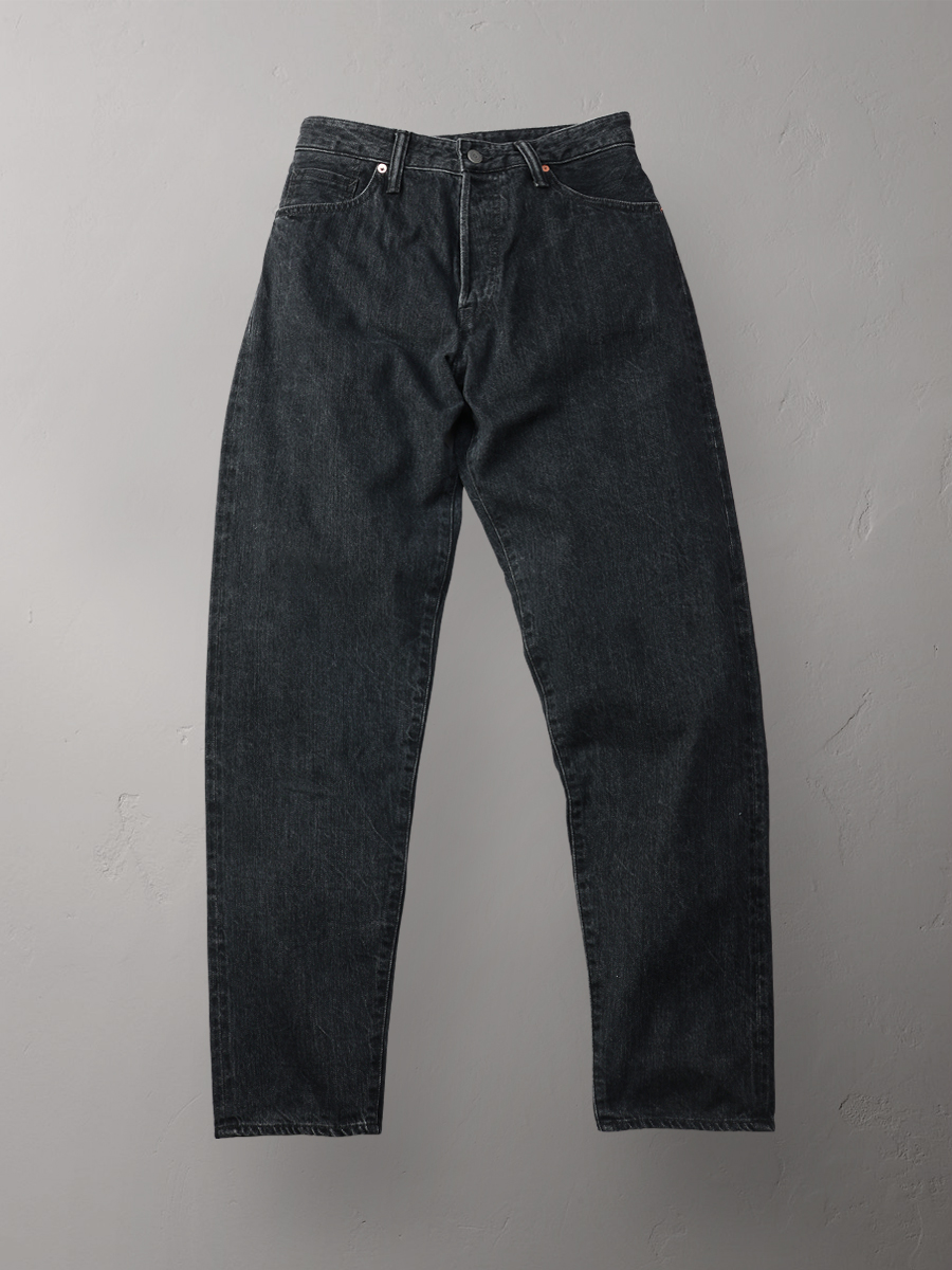 12.5oz ワイドテーパード 加工ブラックデニムパンツ FN-PA-DB003C