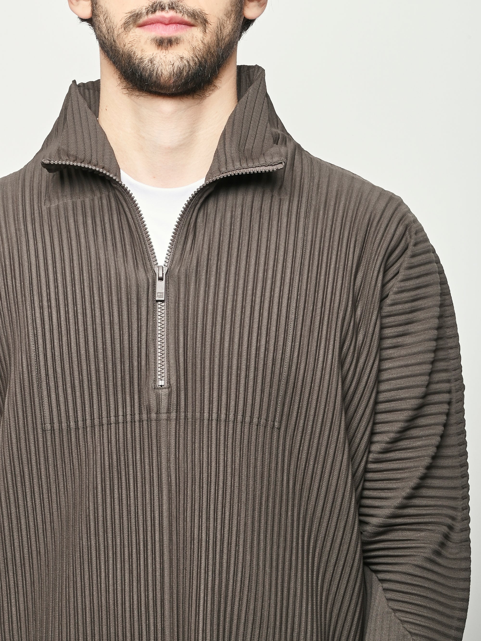 Homme Plisse Issey Miyake - Mudstone Grey November Half-Zip Shirt