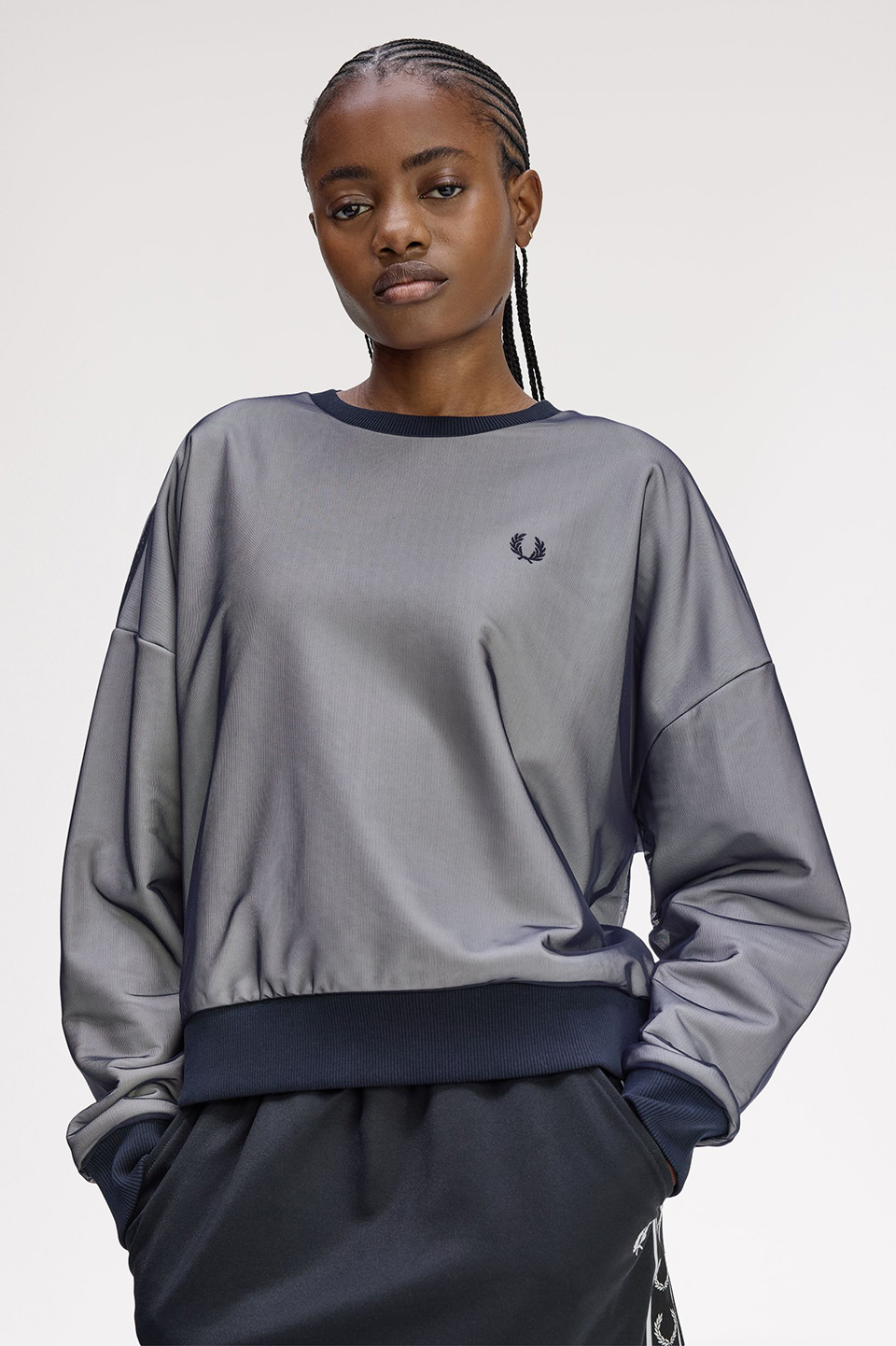 Mesh Overlay Sweatshirt(10 608：NAVY): | FRED PERRY JAPAN