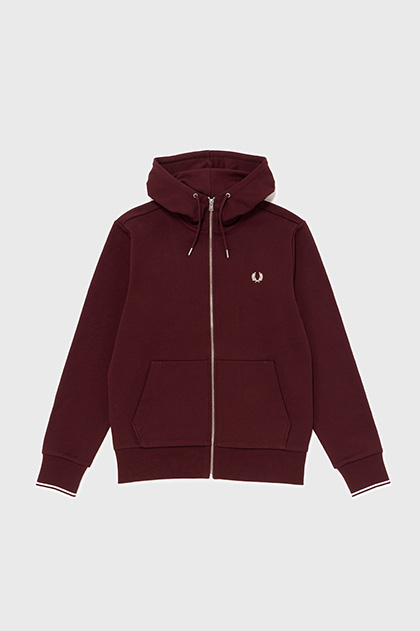 Hooded Zip Through Sweatshirt(S 198：BLACK): | FRED PERRY JAPAN