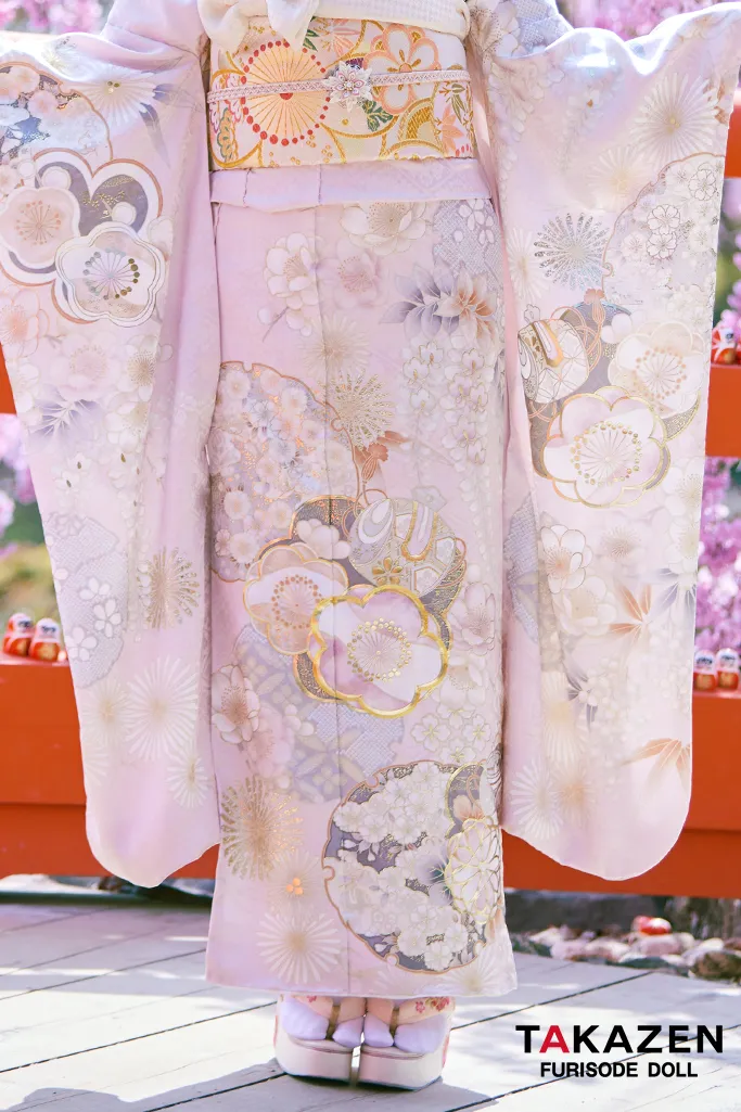 正統派古典 ピンク/淡い色 かわいい振袖 桜柄/打ち出の小槌 はんなり