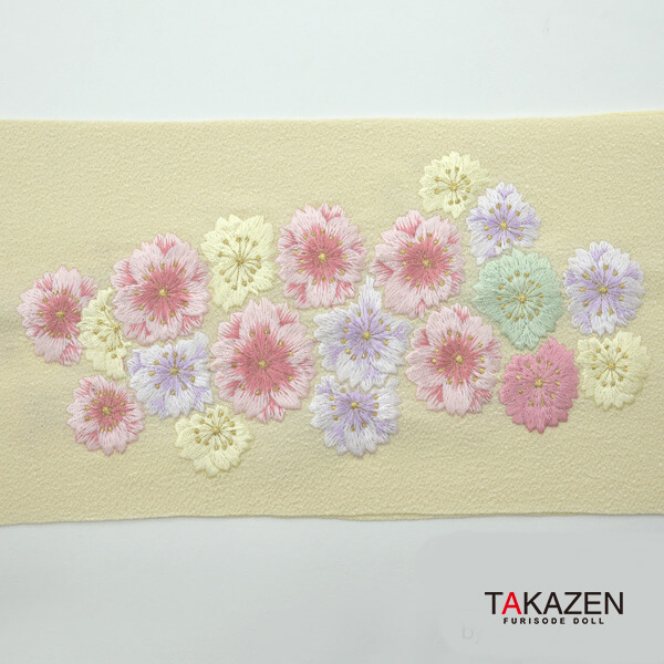 可愛いさくら柄刺繍衿通販 白/グリーン(緑色)/クリーム(3種類)｜成⼈式