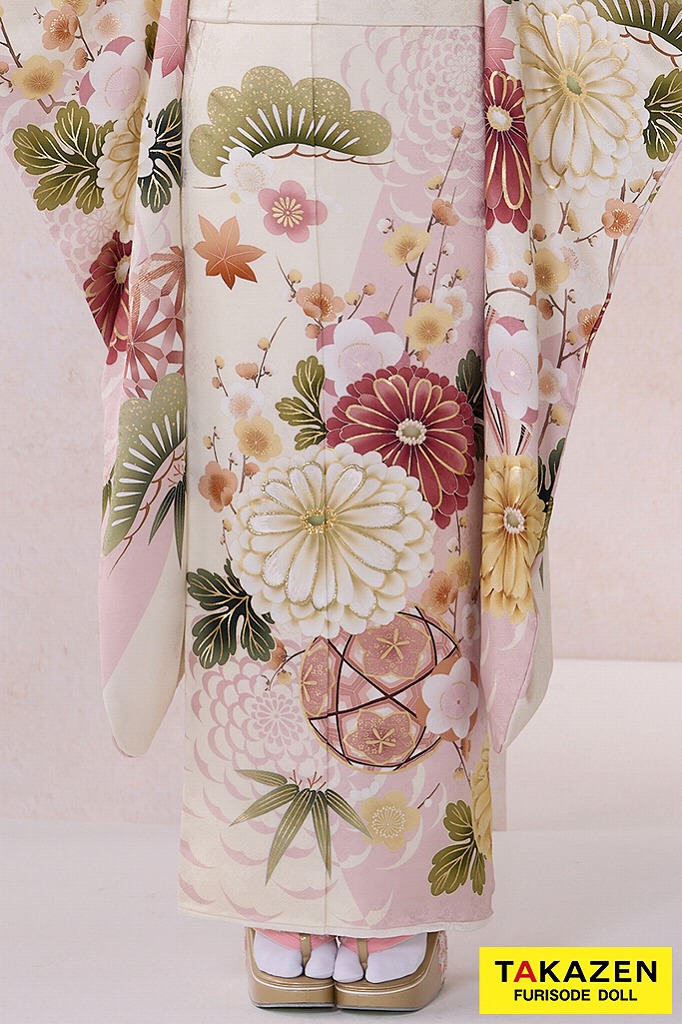 人気くすみ系□大輪の菊花・振袖6点セット丈175cm正絹トールサイズTK20
