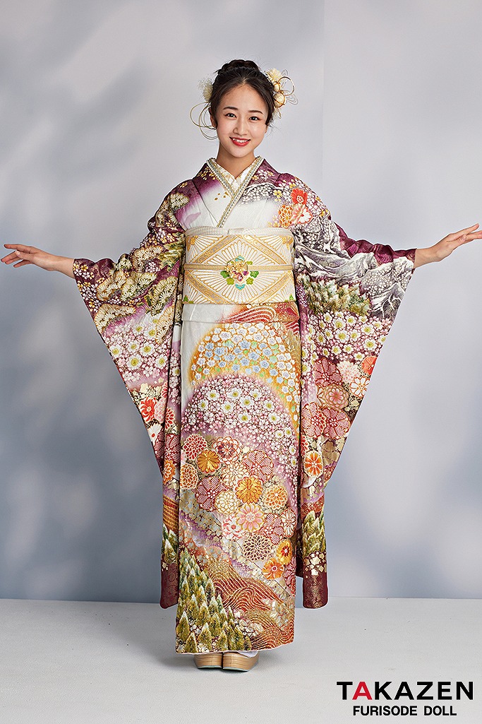 D177 振袖 鳳凰 藤の花 金彩 正絹 着物 袷 極美品 最高級古典柄振袖