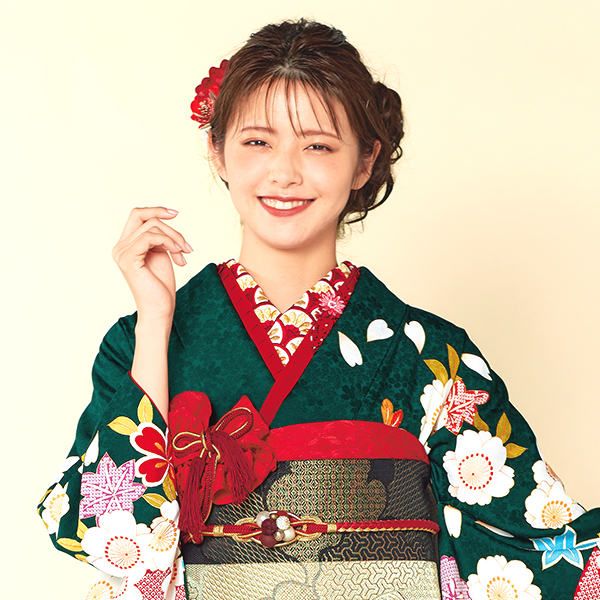 レトロポップ飾り付き 重ね衿ネットレンタルオレンジ/ピンク/赤(3種類