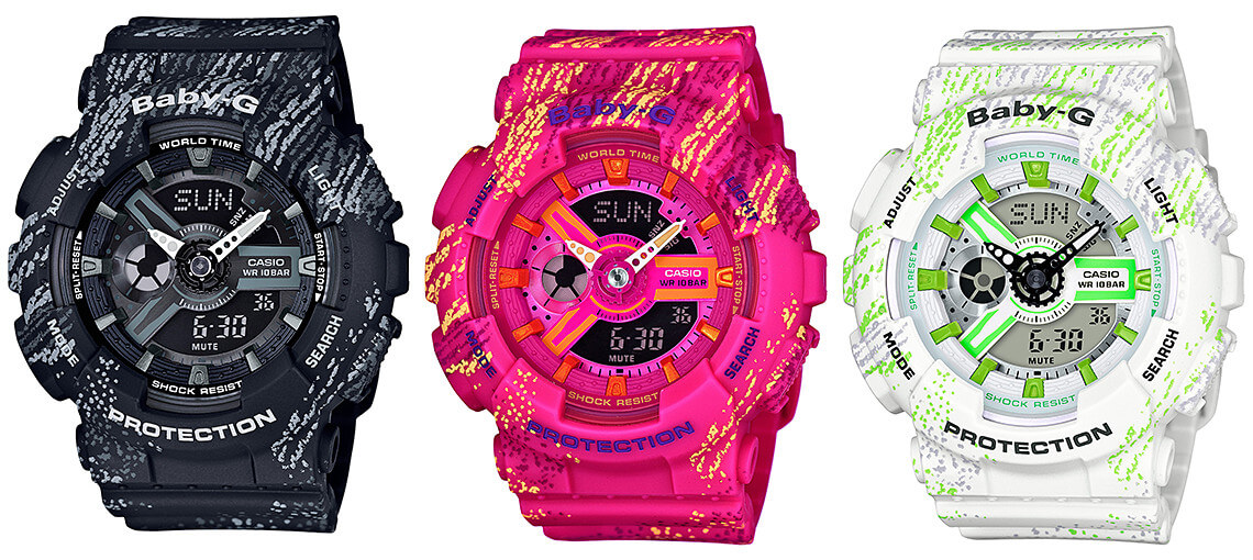 G-Shock GA-110TX and Baby-G BA-110TX Mist Texture Scratch Pattern