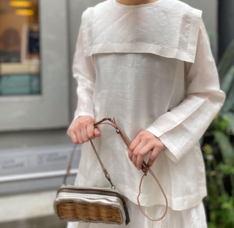 BUNON Khadi Silk Back Button Sailor Blouse