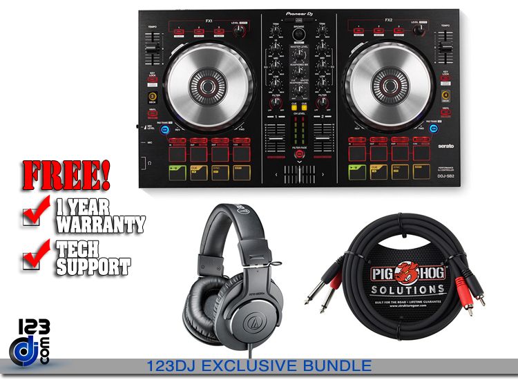 Pioneer DDJ-SB2, Headphones, Dual Cable, DJ Controllers