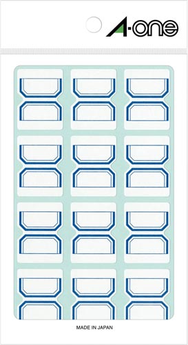 エーワン セルフインデックス 中 青 12面 青枠付き 24mm