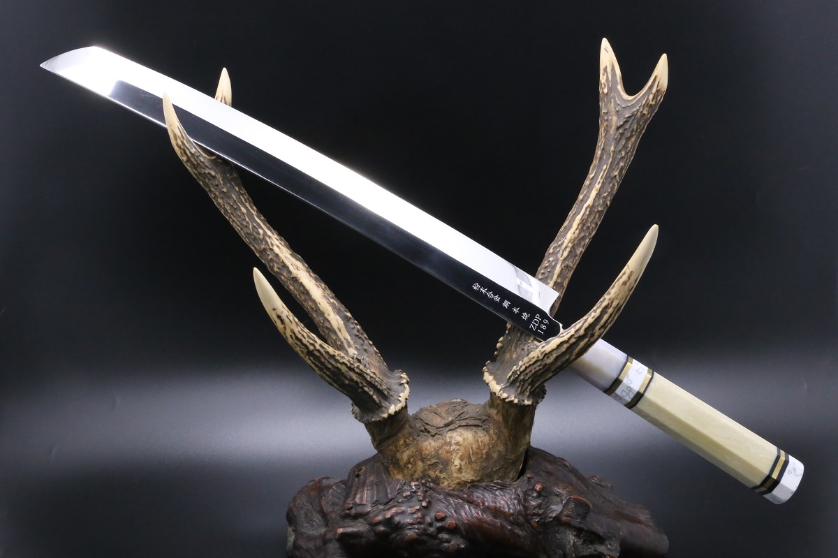 剣型 柳刃先丸 ZDP-189 390mm 全鋼本焼 全鏡面仕上げ 八角柄樹脂製