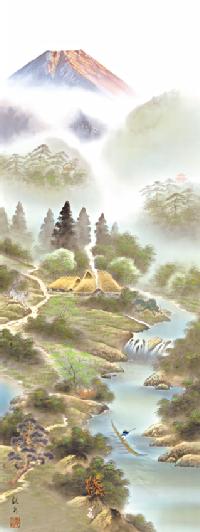 風水霊峰四神図 狭山観水 （尺五） 【大特価】開運画 日本製 開運画