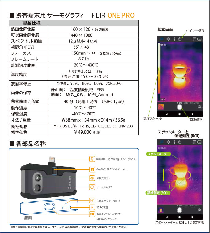計測器ワールド(日本電計株式会社) / 携帯端末用サーモグラフィ FLIR