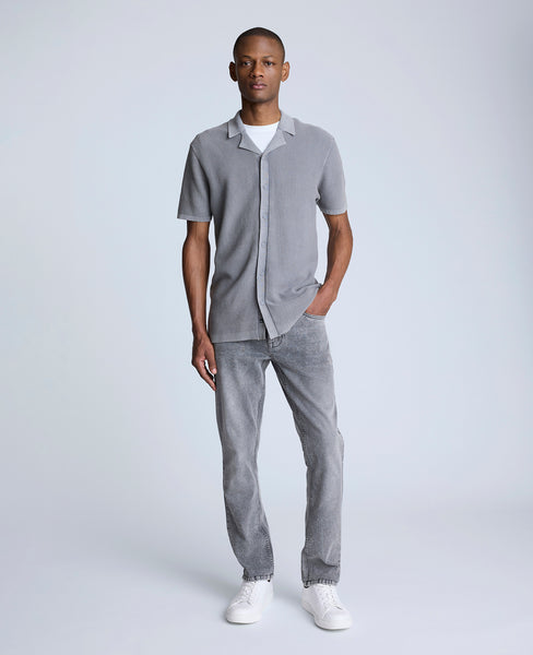 Shop Short Sleeve Sweater Shirt – Lightweight Grey Knit | KC