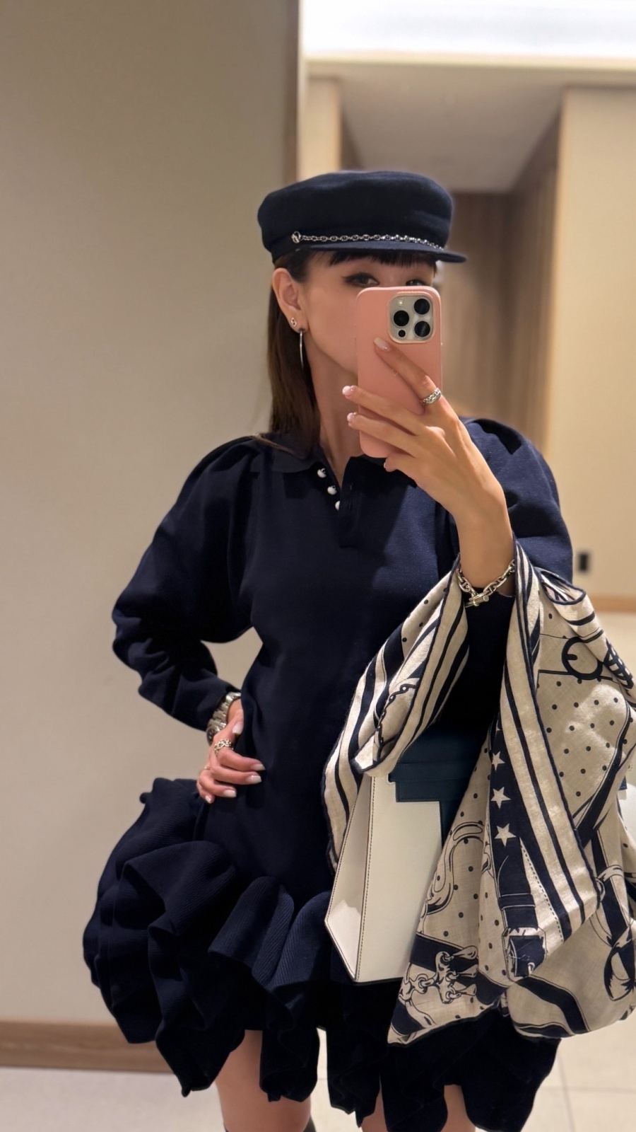 Ruffled-Hem Polo Dress - HIAND
