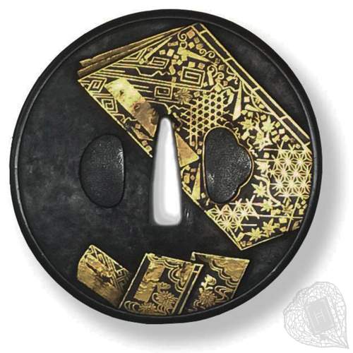 鬼灯書房 || 本のデザインが入った鍔 江戸時代後期から明治時代初期に