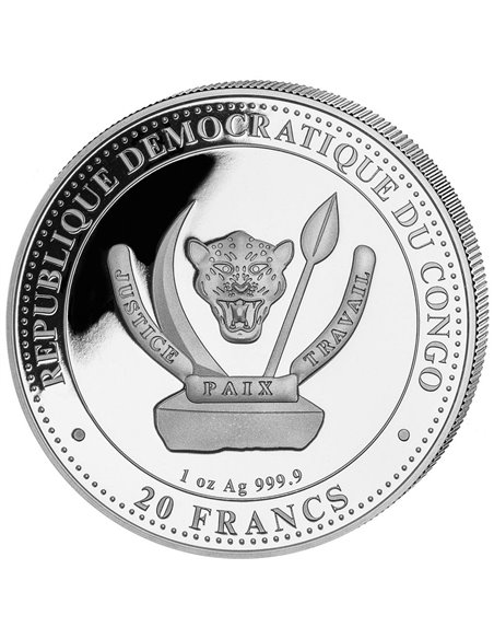 STEGOSAURUS COLOR Prehistoric Life 1 Oz Silver Coin 20 Francs Congo