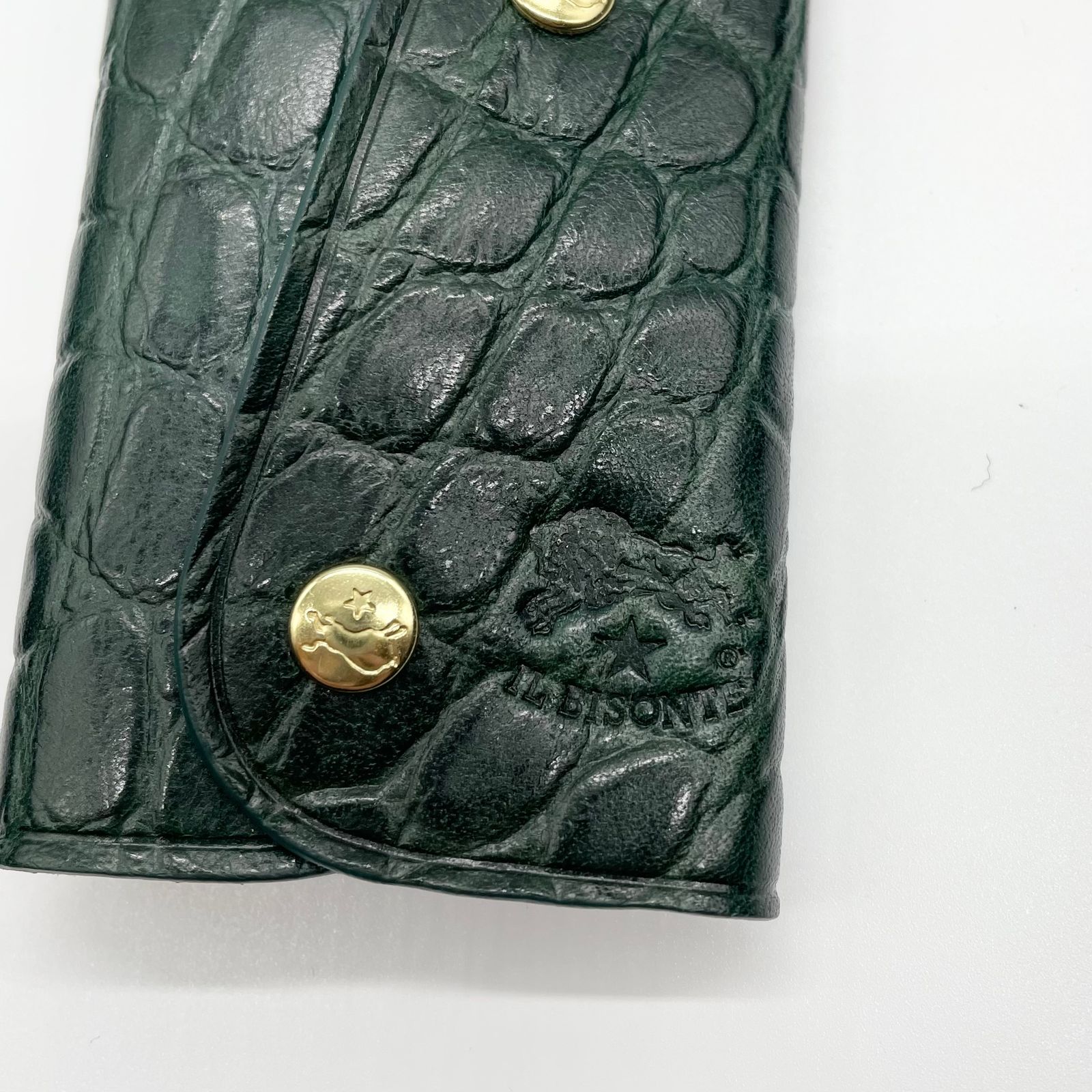 IL BISONTE - キーケース/スマートキー用/型押し/ダークグリーン