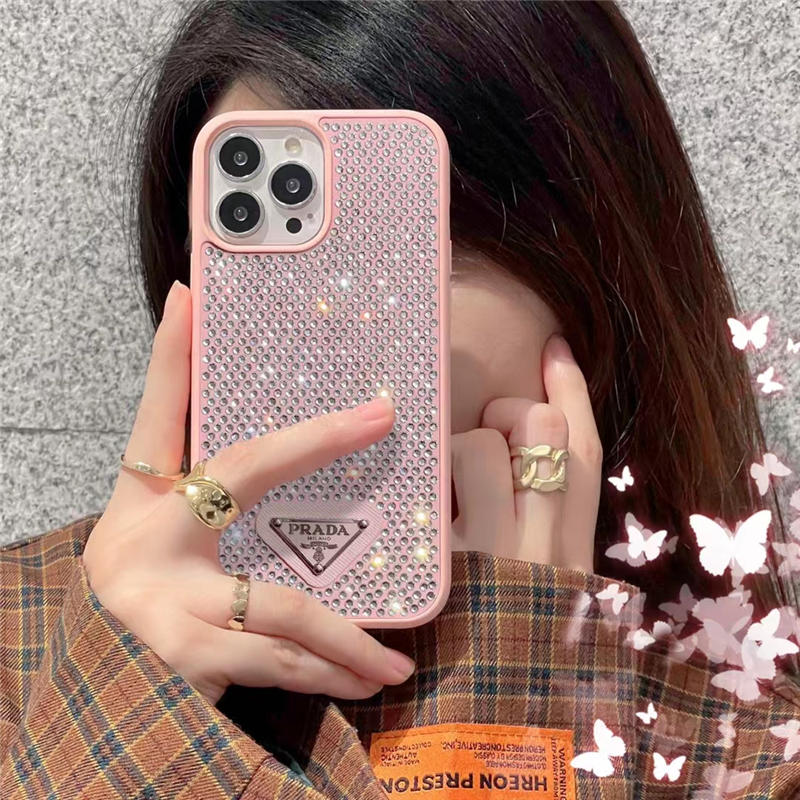 プラダ iphone15/15pro ケース キラキラ ストーン prada