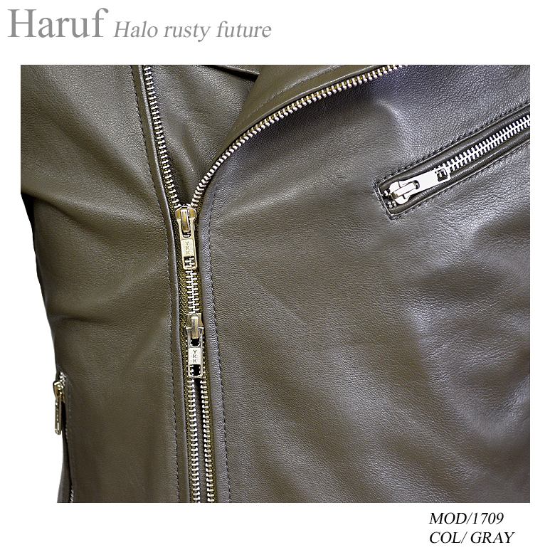 本革 ダブルライダースジャケット メンズ グレー ラムレザー 1709 GRAY