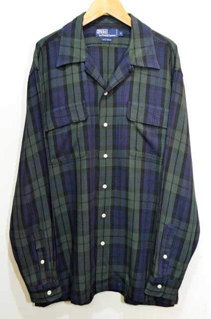 90's Polo Ralph Lauren オープンカラーシャツ “ブラックウォッチ柄