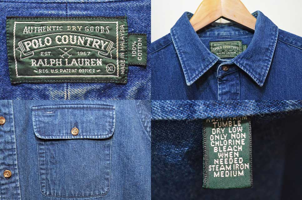 90's Ralph Lauren デニムワークシャツ “POLO COUNTRY” - used&vintage