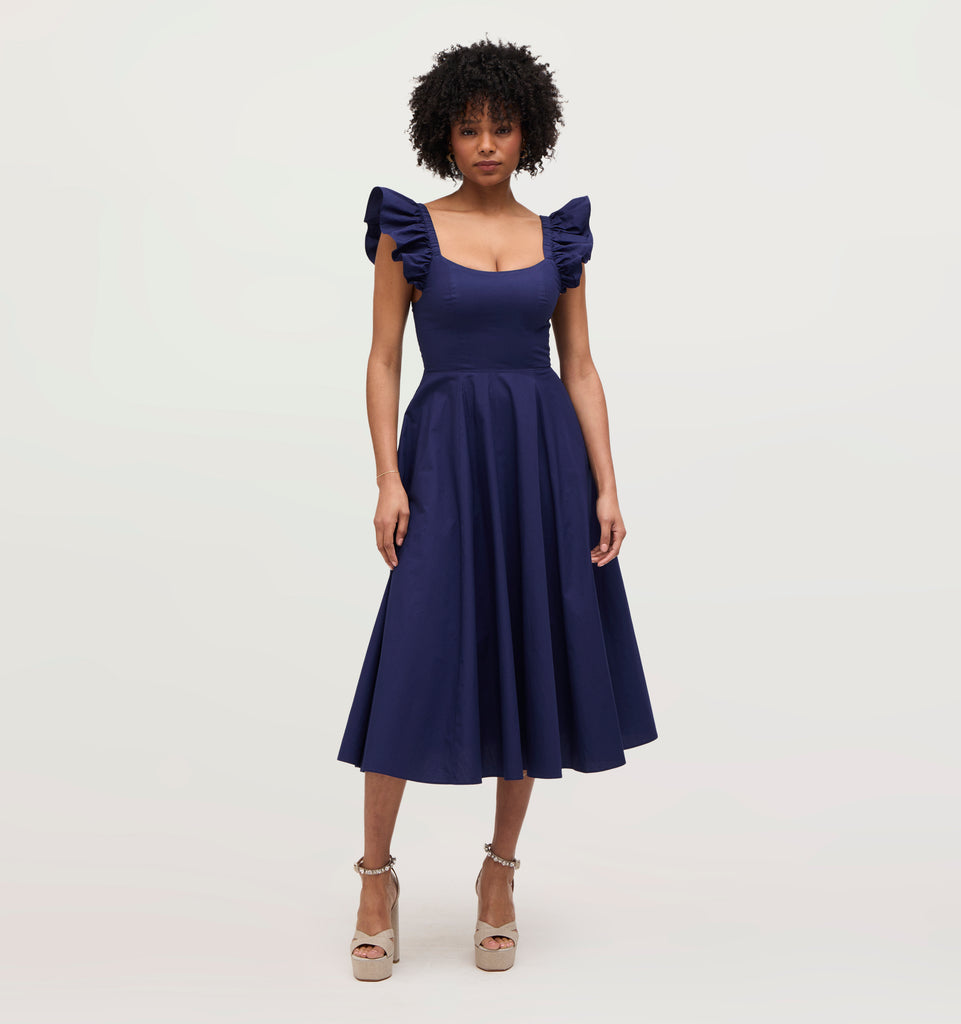 The Daphne Dress - Navy Cotton – Hill House Home