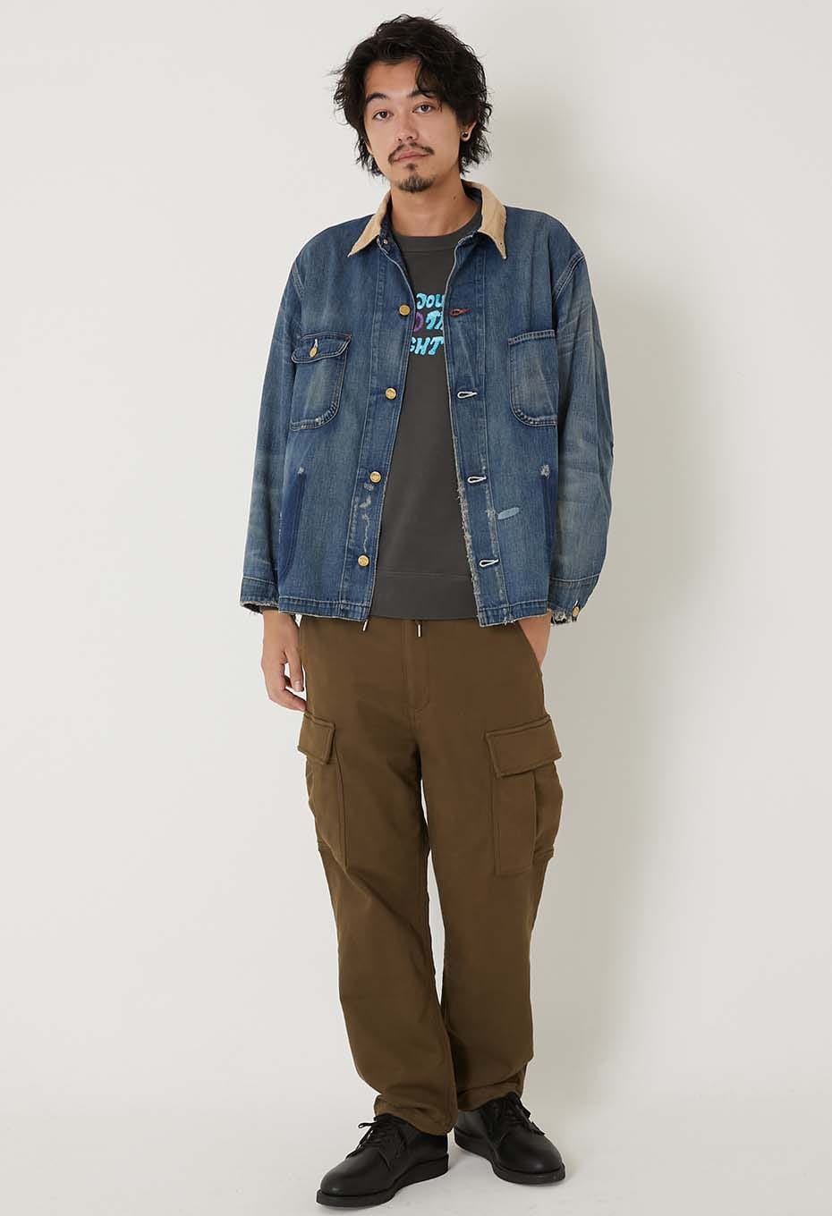 ライトデニム アタッチメントリメイク ショートカバーオールジャケット